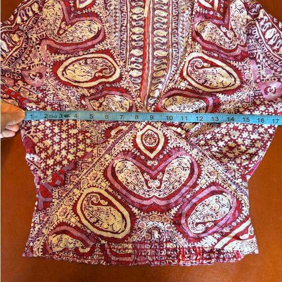 Free People Boho Crop Top S Wild & Free Pink Paisley Long Sleeve - Picture 8 of 8